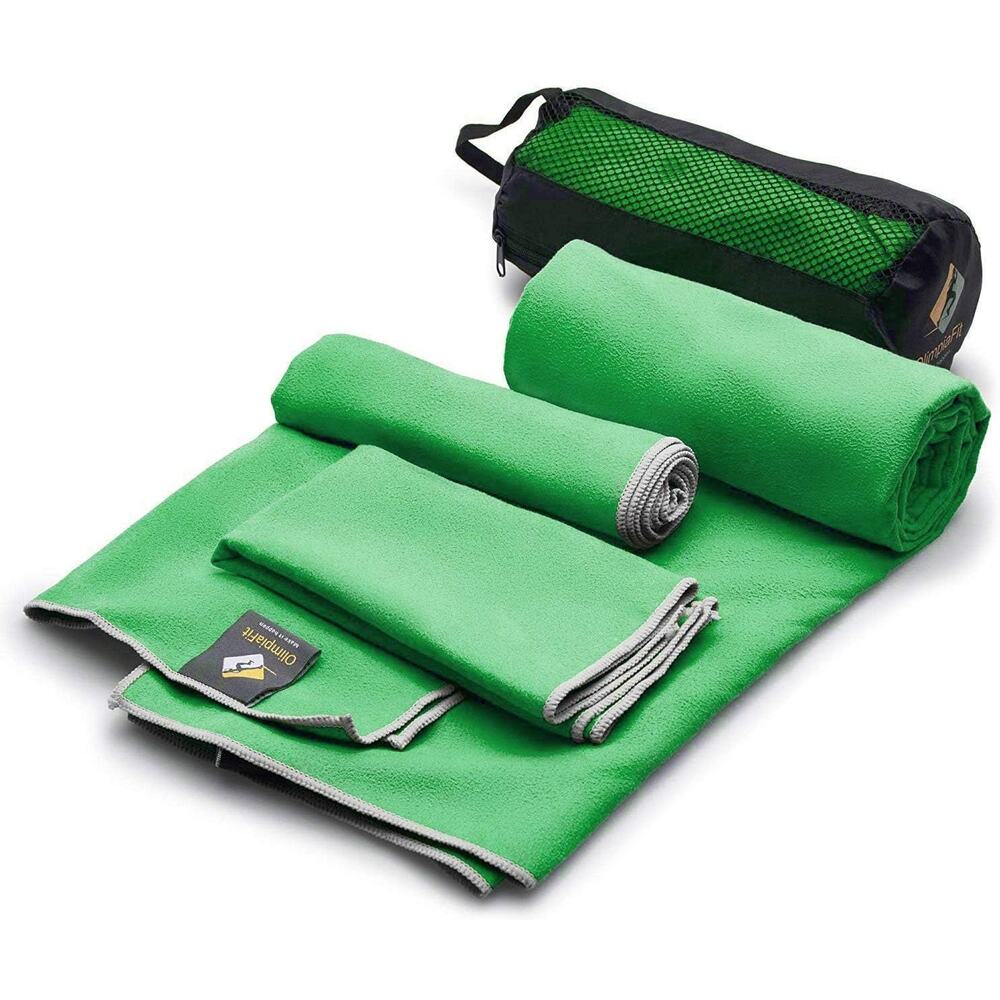 OlimpiaFit Quick Dry Microfiber Towel Set 3 Size Pack with Carry Bag